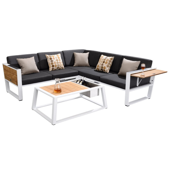 York Corner Lounge - White/Black Olefin